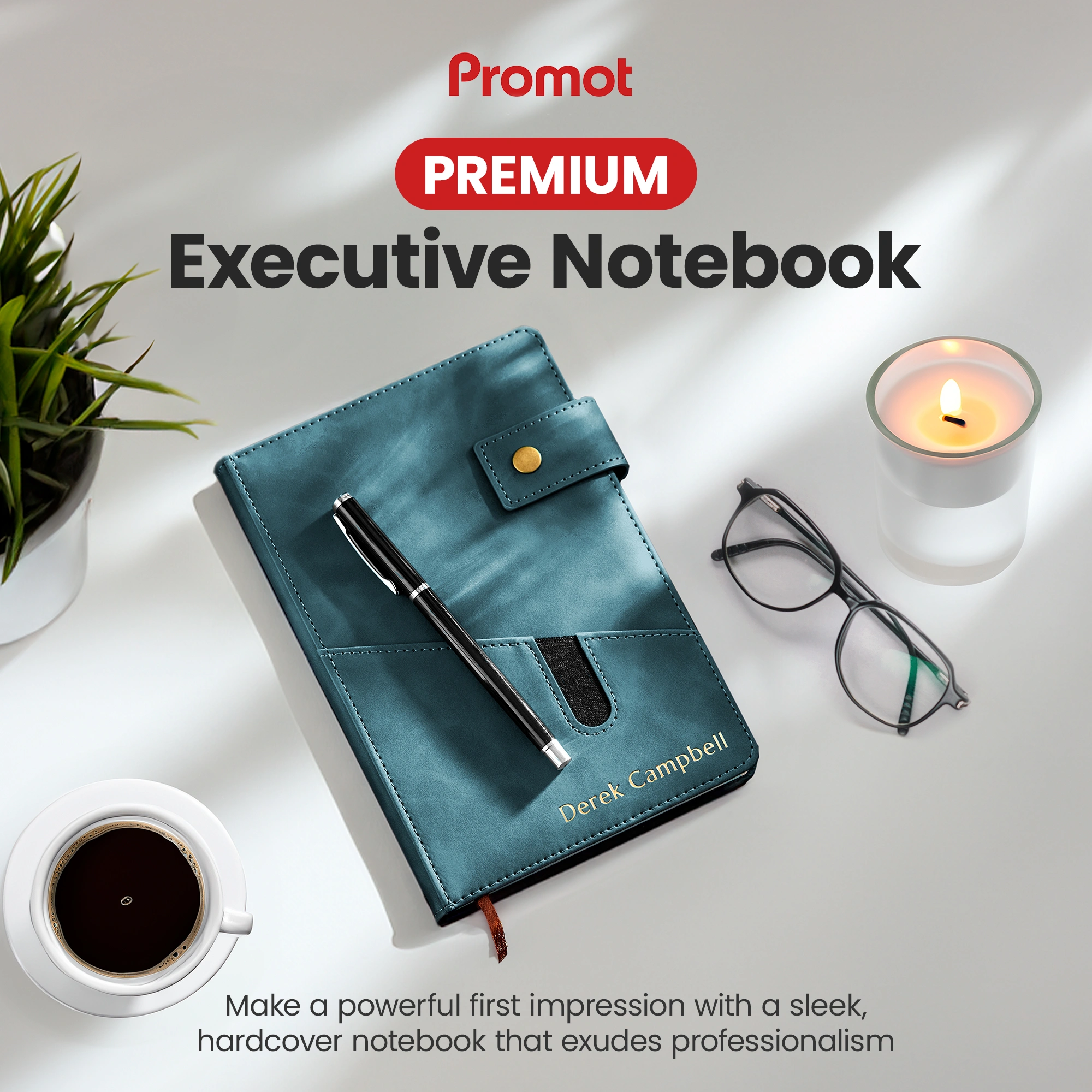 Custom Notebook with Pocket - Storm Blue hover